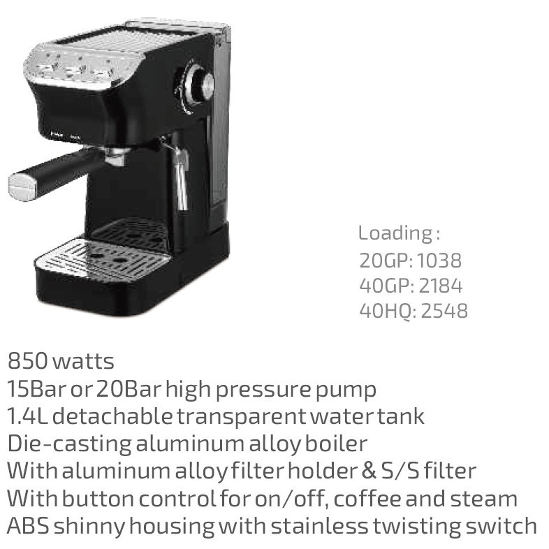 Máquina de café italiana semiautomática doméstica Máquina de café manual operada por botón Oficina de ocio Máquina de café