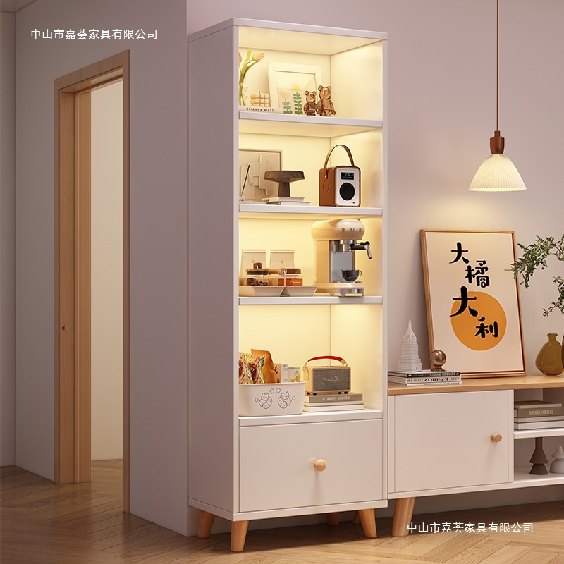 Bookshelf Floor-Standing Storage Rack Home Living Room Wall Storage Storage Rack Multi-Layer Display Rack with Cabinet Door Simple Bookcase