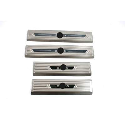 Suitable for 25 Models of Nio Ledao L90 Stainless Steel Threshold Strips Modified Welcome Pedal Trunk Guard Tailgate (Dekorativ pedal başlıqları) - 4-pieces-of-inner-sill-strips-stainless-steel-silver-titanium-brushed-suitable-for-2025-ledao-l90