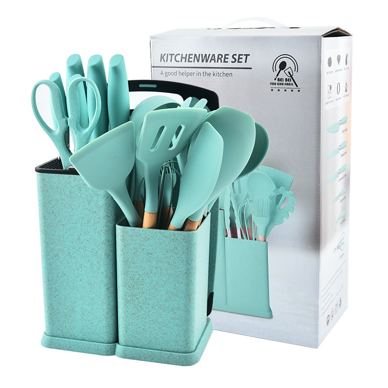 Juego de utensilios de cocina de silicona transfronteriza de 20 piezas de utensilios de cocina, juego de cuchillos a juego, punto de cocina de cocina, juego de cuchillos multifunción