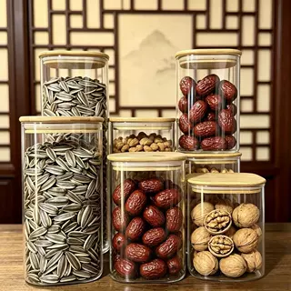 定制方形高硼硅玻璃储物罐收纳瓶 厨房用糖果调料收纳茶叶密封罐