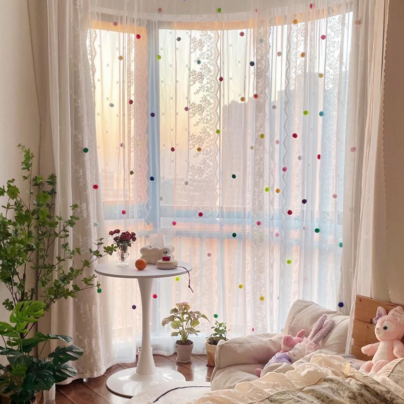 El estilo francés de encaje de la cama de la niña blanca soñadora dormitorio de niños estilo coreano cortina de viento pastoral librería cortina de puerta