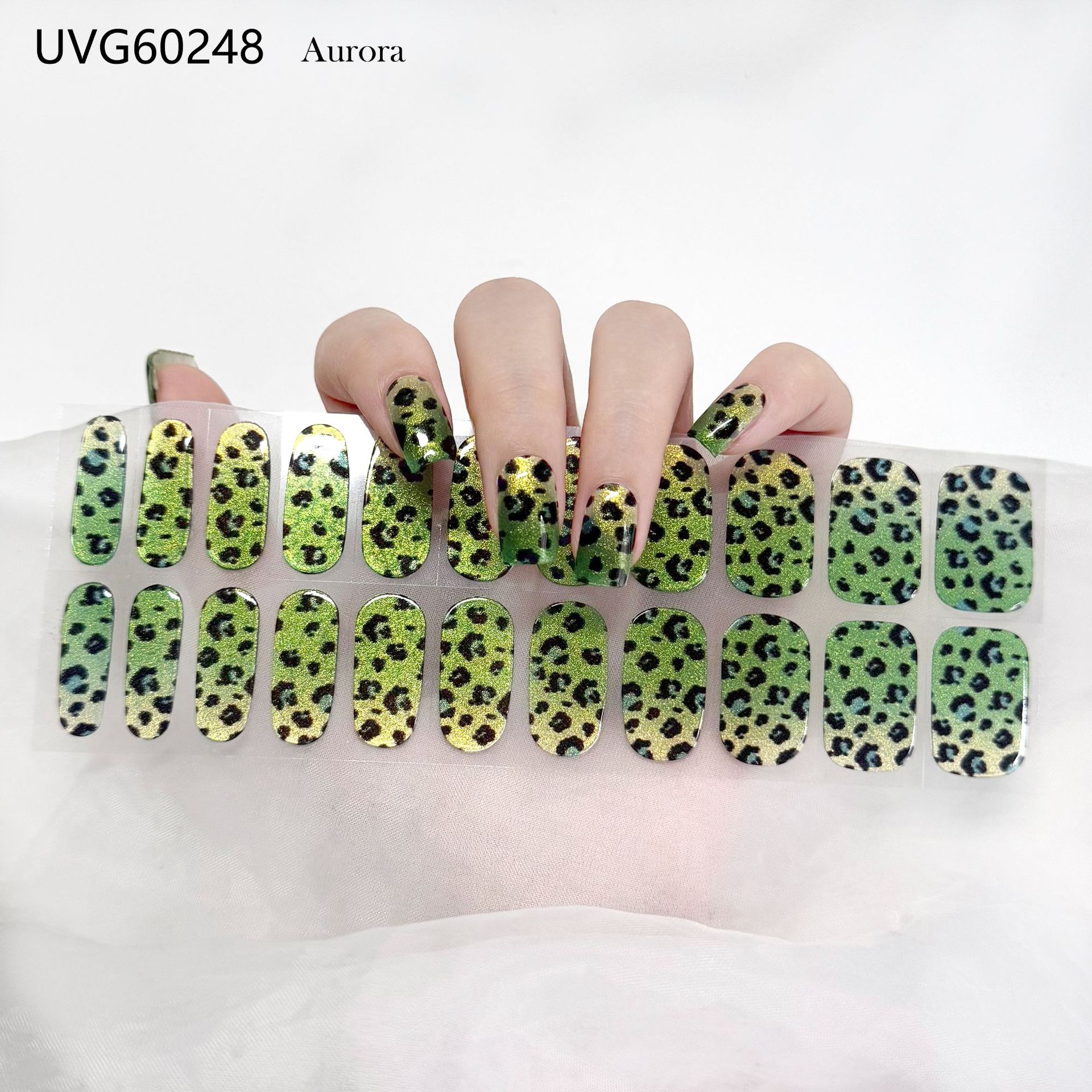 Pegatinas de uñas de gel UV transparentes efecto hielo, semicuradas, con lámina dorada, fototerapia, efecto película de aceite