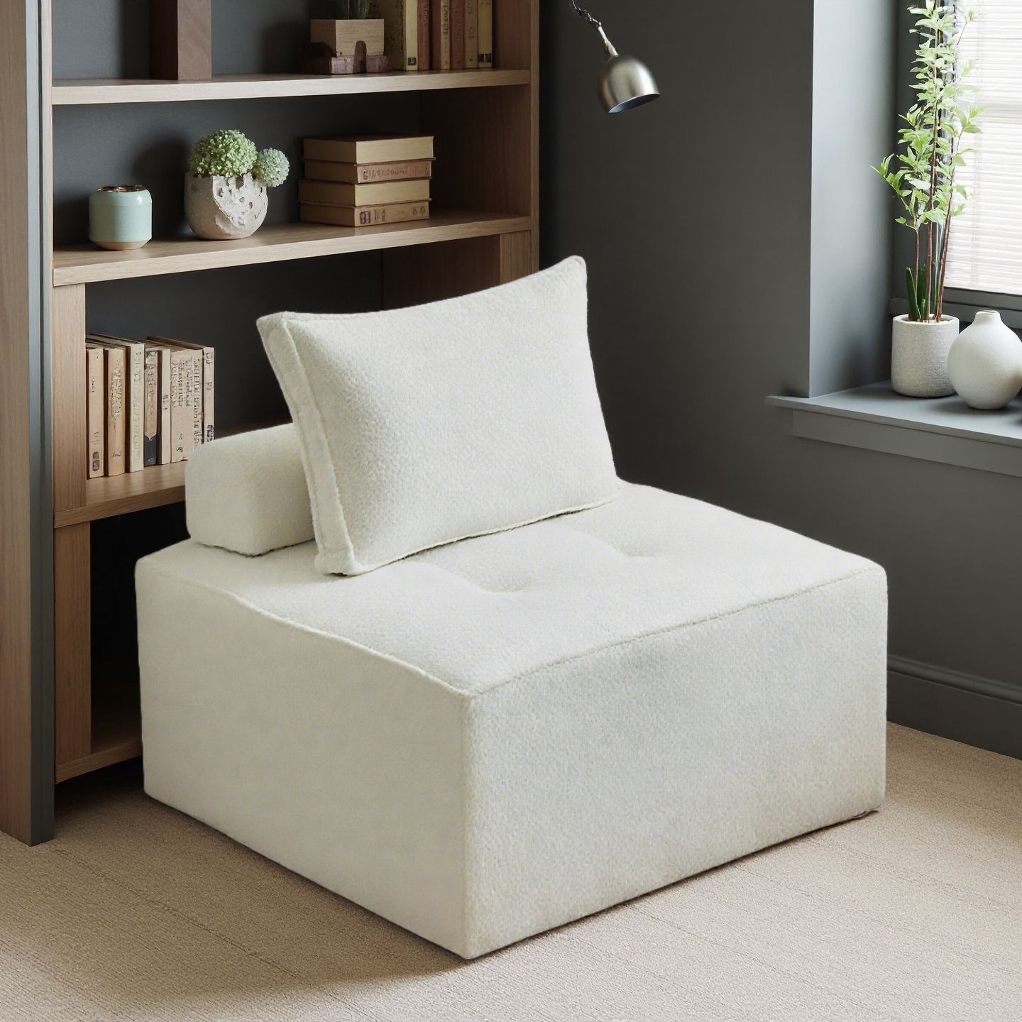 Same-Day Delivery Modular Cube Sofa Living Room Sofa Chair Free Combination Simple Modern Cream Cat Claw Leather Tofu Cube