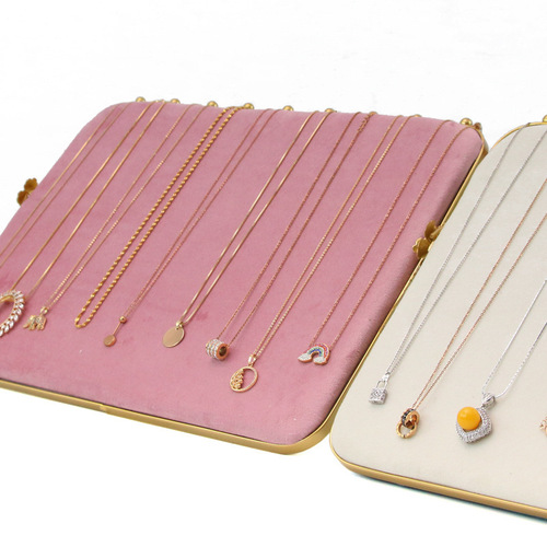Nordic-style INS metal jewelry stand decorative princess pink earrings, rings, necklaces soft cushion multi-purpose display stand