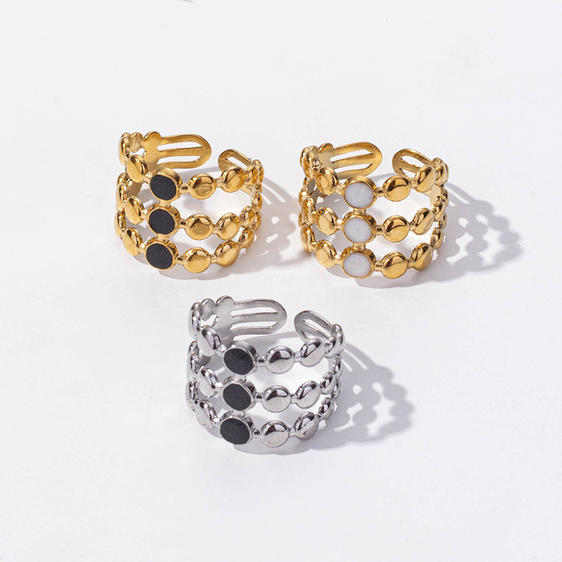 Real Gold Plated Plating Material Ion Plating (IP) Real Gold Plated 18K Gold Geometric Round 304 Stainless Steel IG Style French Style Waterproof Non Tarnish Open Rings