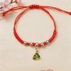 Green Dumplings all silver beads red rope