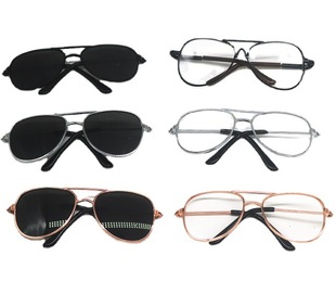 20cm Pilot Cotton Doll Glasses Metal Square Glasses Spot Wholesale Pet Glasses 8.6cm