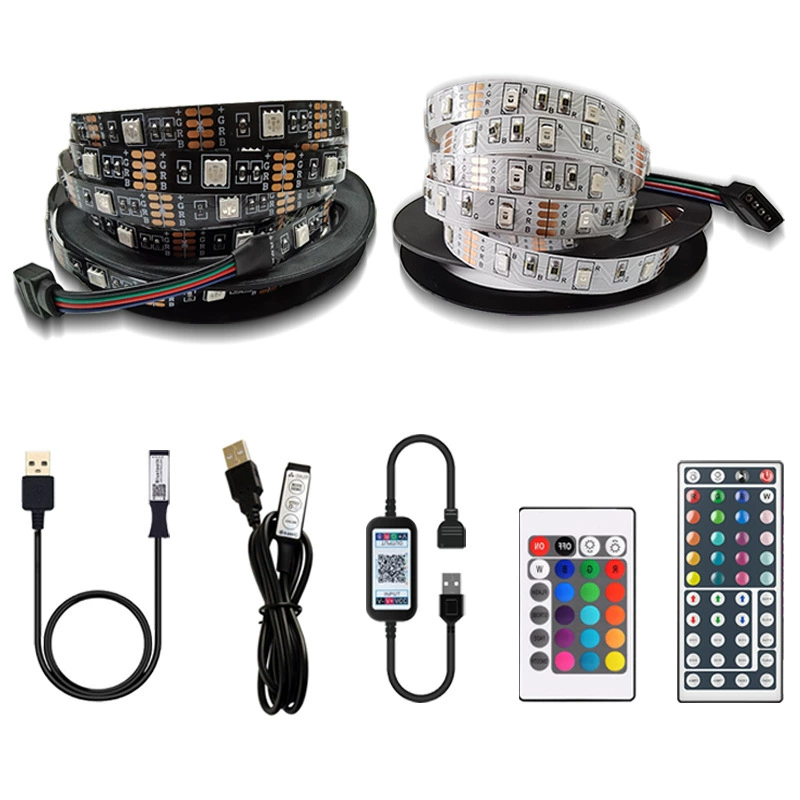 Светодиодная лента 5050 и 2835, питание USB, Bluetooth и пульт, 0,5–5 м