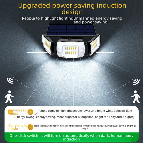 Yinglang Solar Sensor Wall Lamp with Tri-Side Illumination, Smart Outdoor Courtyard Household Entrance Super Bright Lighting Street Lamp