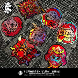 跨境外贸热销款DARUMA达摩日式图案镭射装饰贴纸JDM改装车渐变贴