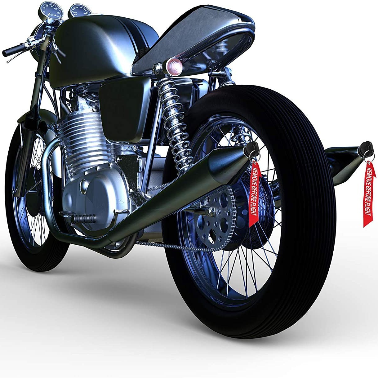 Amazon explosivo silenciador de la motocicleta tapón de escape REMOVE ANTES DE VUELO llavero de cinta