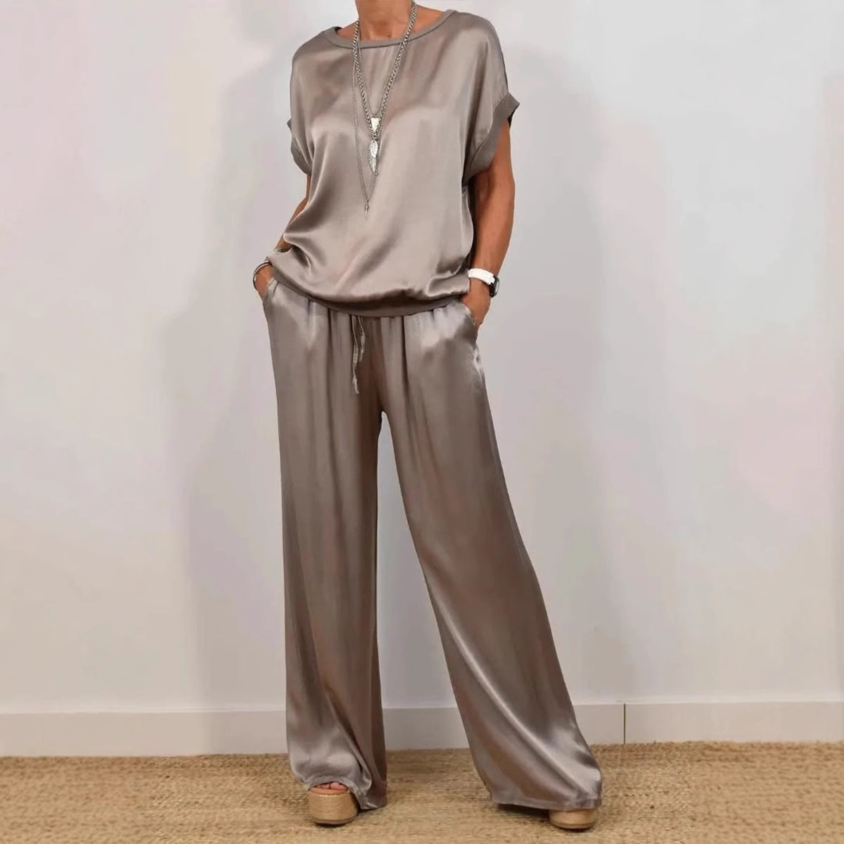 Women's Casual Loose Shirt Wide Leg Trousers Set Spring Summer Trend_ecoleips.com