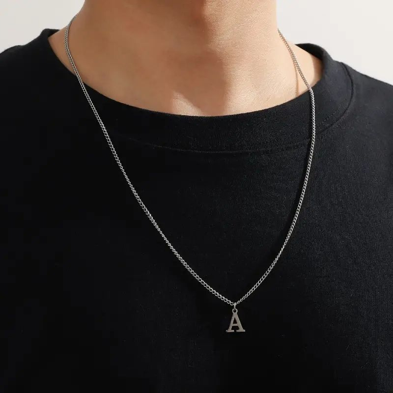 Heißer Verkauf: Klassische Halskette mit 26 Buchstabenanhängern – Persönlichkeit, schlichtes Hip-Hop-Herren-Design_voghion.com