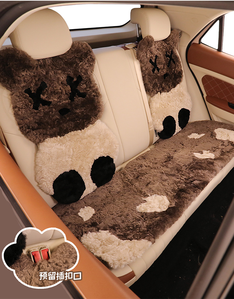 Winter pure wool car seat cushion violent bear cartoon unisex cute cartoon bear warm plush seat cushion