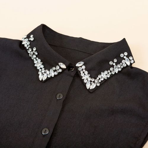 Korean cute shirt collar for women in spring and summer, hand-nailed rhinestone Korean style fake collar with fake collar manufacturer