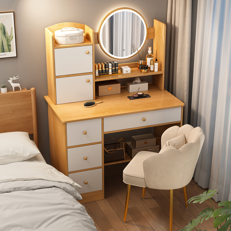 Tocador dormitorio simple moderna pequeña mesa de maquillaje espejo gabinete de maquillaje nuevo apartamento pequeño dormitorio principal mesita de noche mesa de maquillaje