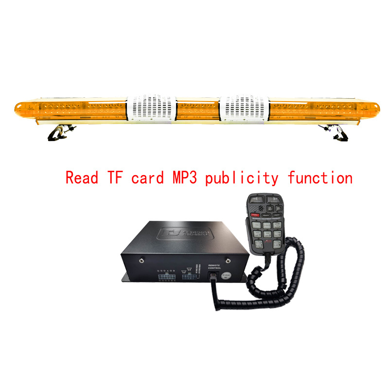 Car LED Roof Long Strip Warning Light Red and Blue Flashing Light 1.66m + Dual Horns + MP3 Siren 9400W