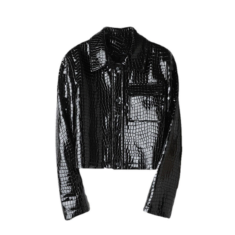 Shinpi Kipki 2024 Hanick Rose Star Crocodile Lamper Jacket Short Bright Pirients Fashion Jacket Women