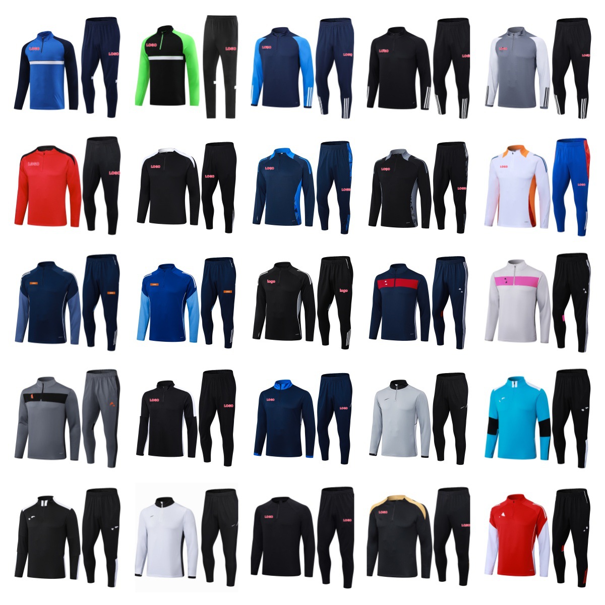 Half-Zip Long-Sleeved Suit Football Training Uniform Club Basic Quick-Drying Football Uniform Jersey Foreign Trade