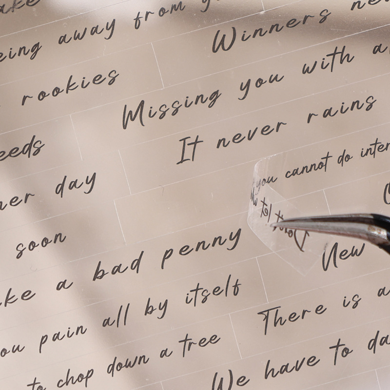 Inglés rima transparente pegatinas de mascotas impermeables diy diario decoración material base pegatinas de frases transfronterizas en inglés