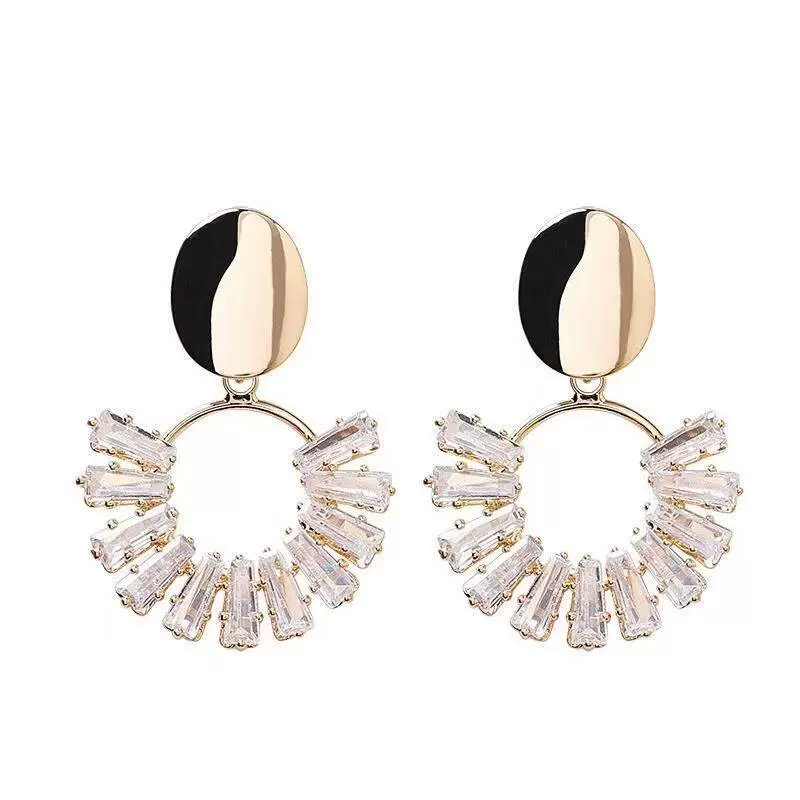 Import shiny silver needle, zirconium, earrings, Korean style, silver 925 sample
