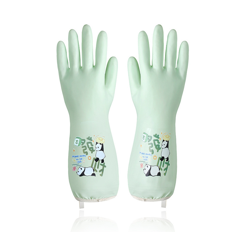 Guantes de goma para mujeres para el trabajo grueso y duradero, limpio y a prueba de agua, lavandería de cocina, guantes de lavaplatos para tareas domésticas, terciopelo image 6