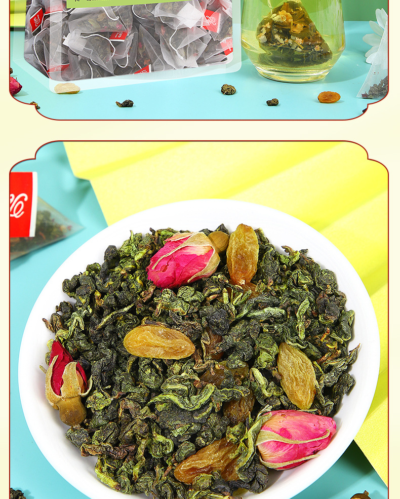 Grape Oolong Tea Puta Wulong 3g Pyramid Tea Bags 50 Count Cold Brew Hot Brew Fruit Tea in use