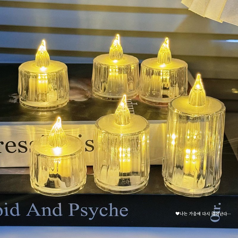 Cristal simulado lámpara de vela LED pequeña lámpara de té cera noche pareja confesión propuesta de matrimonio decoración atmósfera lámpara regalo de cumpleaños
