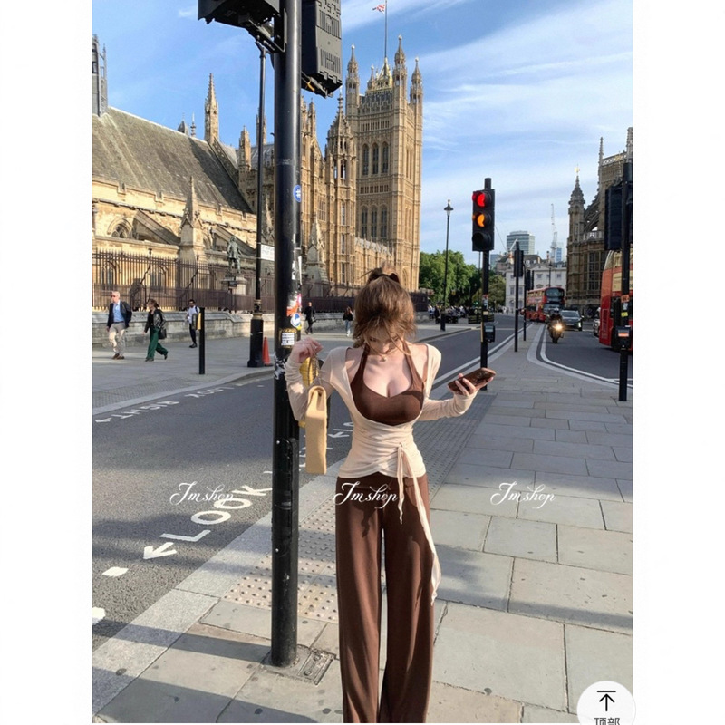 JMSHOP 白女松弛系列2.0 高级感挂脖吊带背心/休闲裤子/绑带开衫|undefined