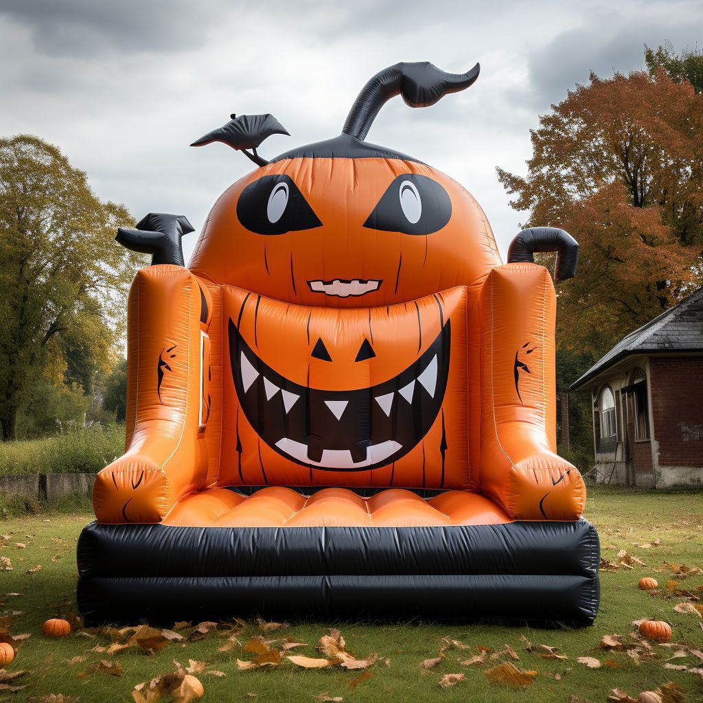 Castillo inflable comercial con tema de Halloween gran calabaza al aire libre casa de rebote para niños jumping bed jumping playground