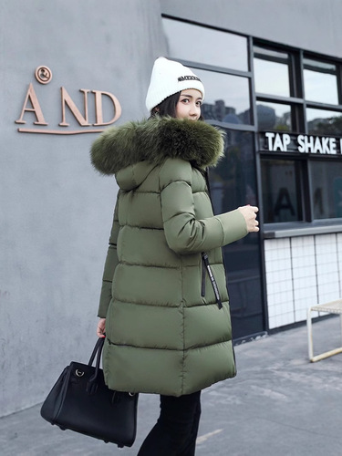 Cross-border 2025 Women's Medium-Long Slimming Hairy Down Jacket with Thick Plush Hood for Plus Size Trendy Down Coat
