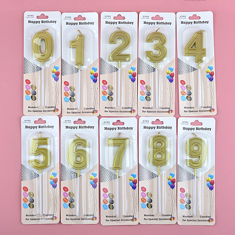 Oro ranura digital vela pastel de cumpleaños postre decoración deseo cumpleaños propuesta confesión combinación número 0 ~ 9