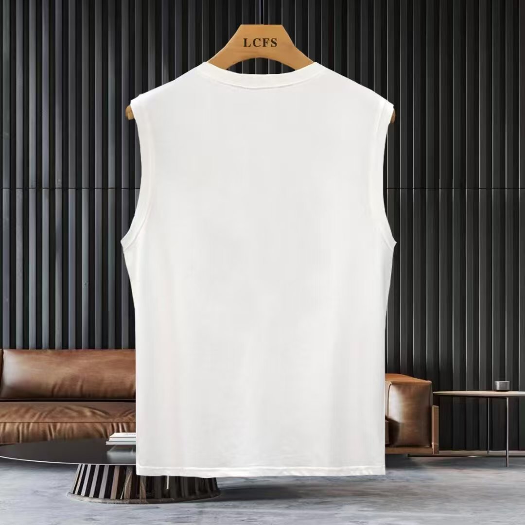 Men's Summer Graphic Cotton Tank Top - Loose Fit Sleeveless Shirt For Casual Streetwear & Sports Versatile For Day & Night_viptrois.com