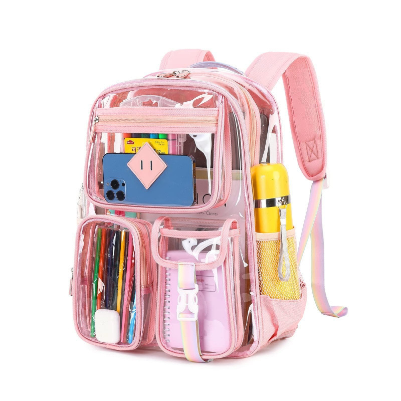 Nuevo spot transfronterizo Amazon venta caliente mochila transparente mochila de pvc mochila deportiva al aire libre mochila visual