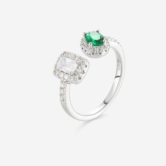Xuping gemas artificiales temperamento elegante retro huevo verde cuadrado abierto anillo de nicho de alto nivel lujo ligero anillo