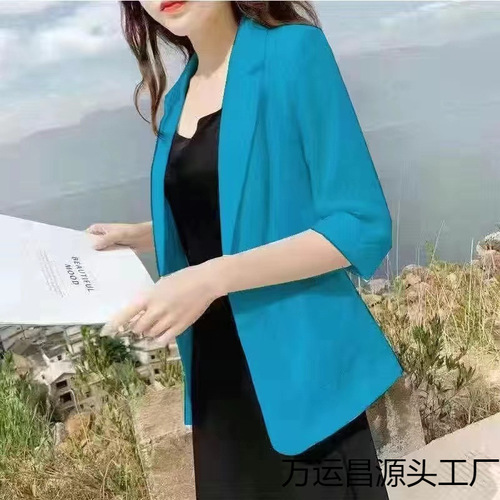 Women's Linen Blazer Coat, Lightweight Sun Protection, 2025 New Arrival Korean Style Professional Blazer Coat, Short Length, Summer Versatile