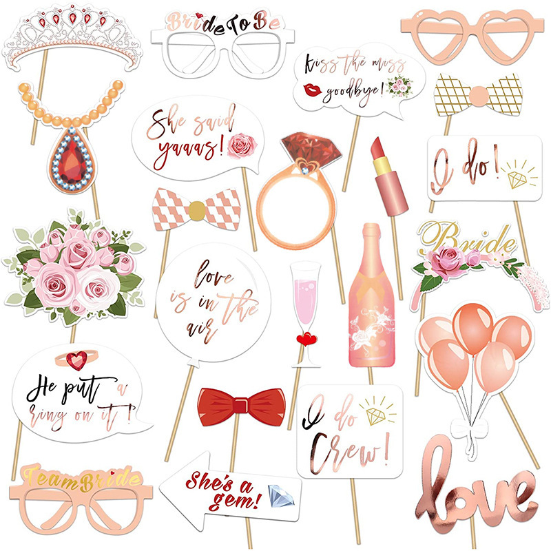 Bride to be Bride Wedding Team Bride Bachelor Party Rose Gold 23 Photo Props Photography