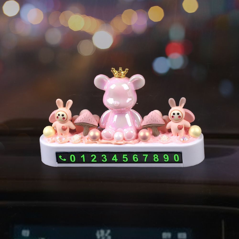 2016 nuevo adorable cartón de dibujos animados crema placa de estacionamiento corona oso coche placa de estacionamiento temporal placa de movimiento de automóviles