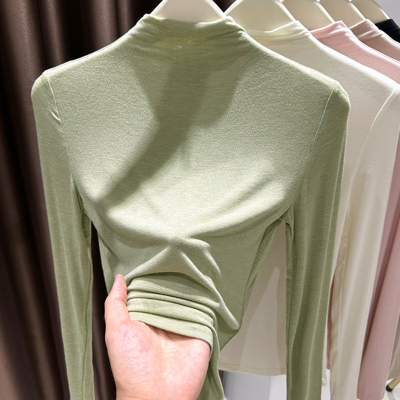 In-Stock Ribbed Thermal Turtleneck Base Shirt for Women, New Spring, Autumn, and Winter High-Elasticity Inner Wear, Warm Long-Sleeve Top