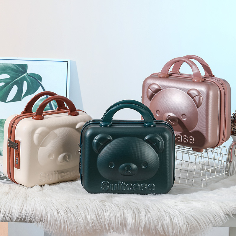 14-inch bear luggage storage box cute fashion luggage portable cosmetic case high-looking retro portable