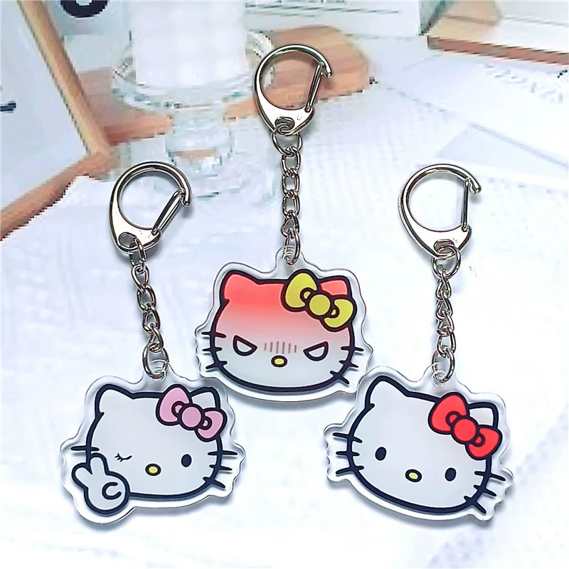 Hello kitty, акриловый брелок, двусторонний аксессуар для сумки, милый подвес, оптом