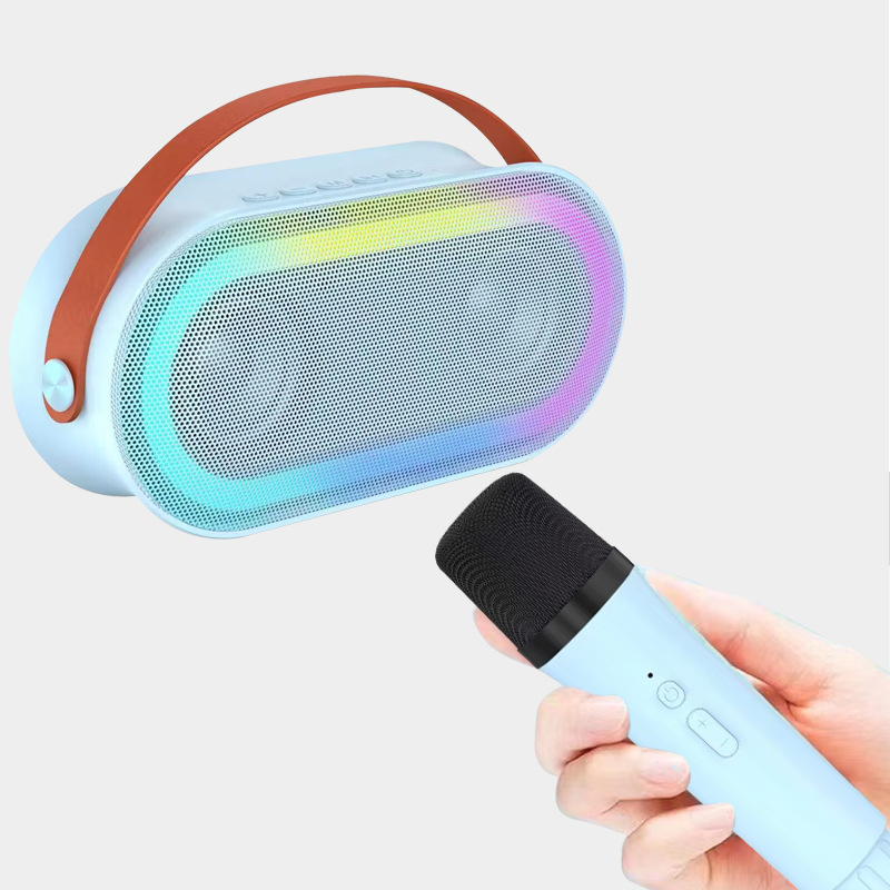 アマゾンで人気のBluetoothカラフルスピーカー、ワイヤレスマイク、ポータブル屋外歌唱一体型機器、卸売|undefined