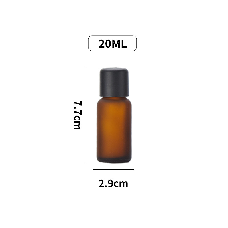 Spot 10ml botella de aceite de aceite de vidrio esmerilado marrón, tapa de cabeza antirrobo, botella de subembalaje cosmético, muestra de luz oscura, botella vacía