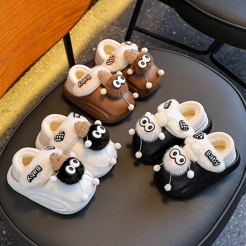 Otoño y invierno bolsas de tacones de zapatos de algodón para niños y niñas calientes con veludo EVA impermeable desmontable zapatillas de algodón para padres e hijos