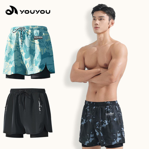 Adult Swim Trunks Men's Boxer Briefs 5-Inch Swimwear Set Anti-Embarrassment New Professional Beach Adult Swimming Equipment 