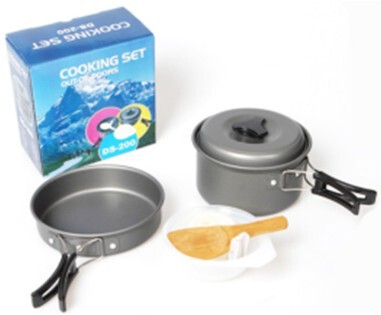 Manufacturer wholesale DS200 pot set 1-2 people outdoor camping alumina picnic pot cookware combination