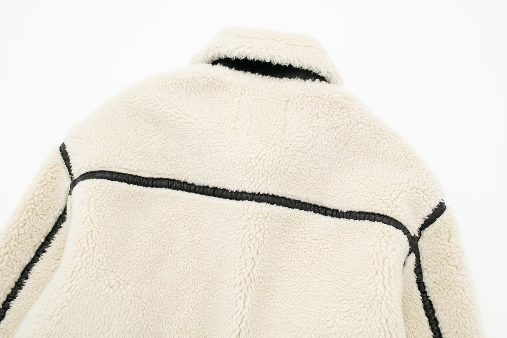 Women's Clothing autumn and winter new fashion fur jacket stand collar contrast color casual warm coat_voghion.com