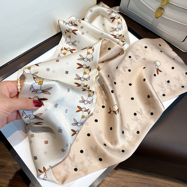 Silk summer long double-sided scarf