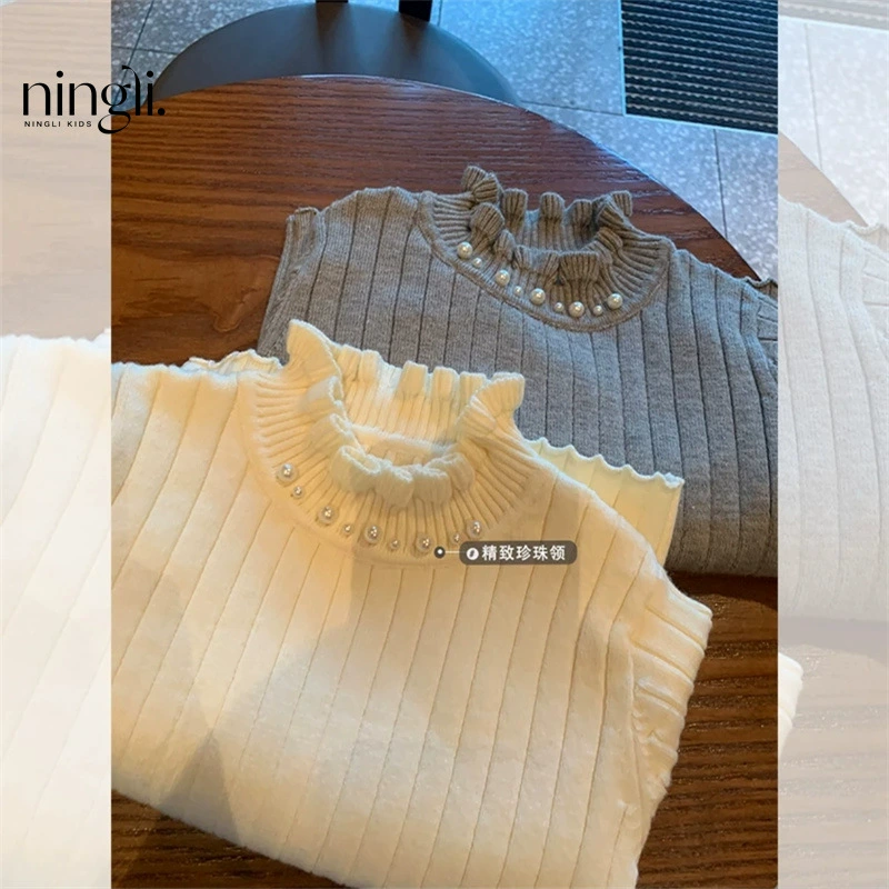 Лимонная девочка с жемчужным свитером Принцесса осенне-зимняя одежда для детей новый стиль чужой ребенок зимний вязаный свитер